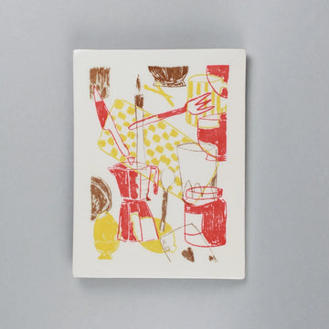 screen-printed tile. Screen printing on ceramic with engobe. Limited edition. Illustration by Joana Dornellas