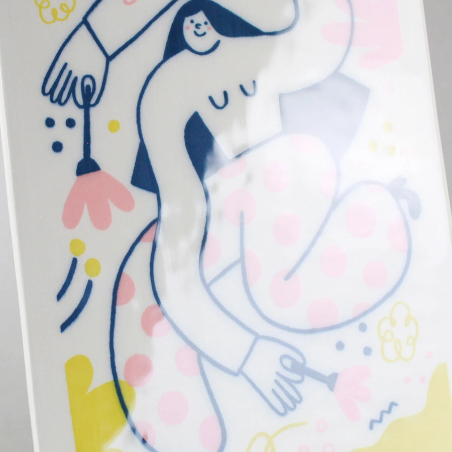 screen-printed tile. Screen printing on ceramic with engobe. Limited edition. Illustration by Ana Seixas