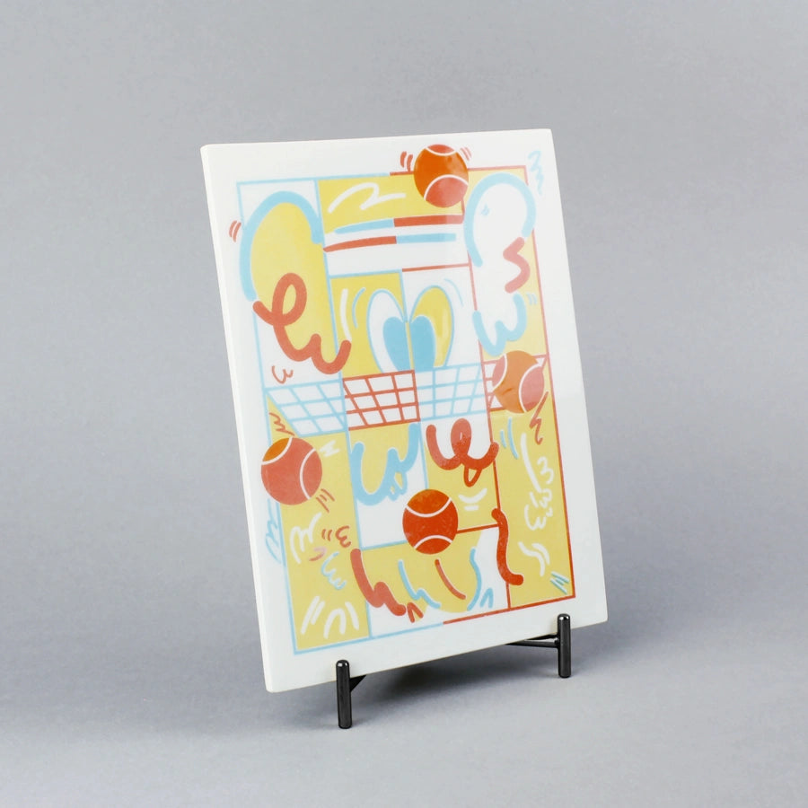 screen printed tile with ceramics inks. Limited edition. Illustration by cristina pina