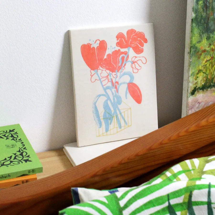 screen printed tile with engobes. Limited edition. Illustration by carolina celas