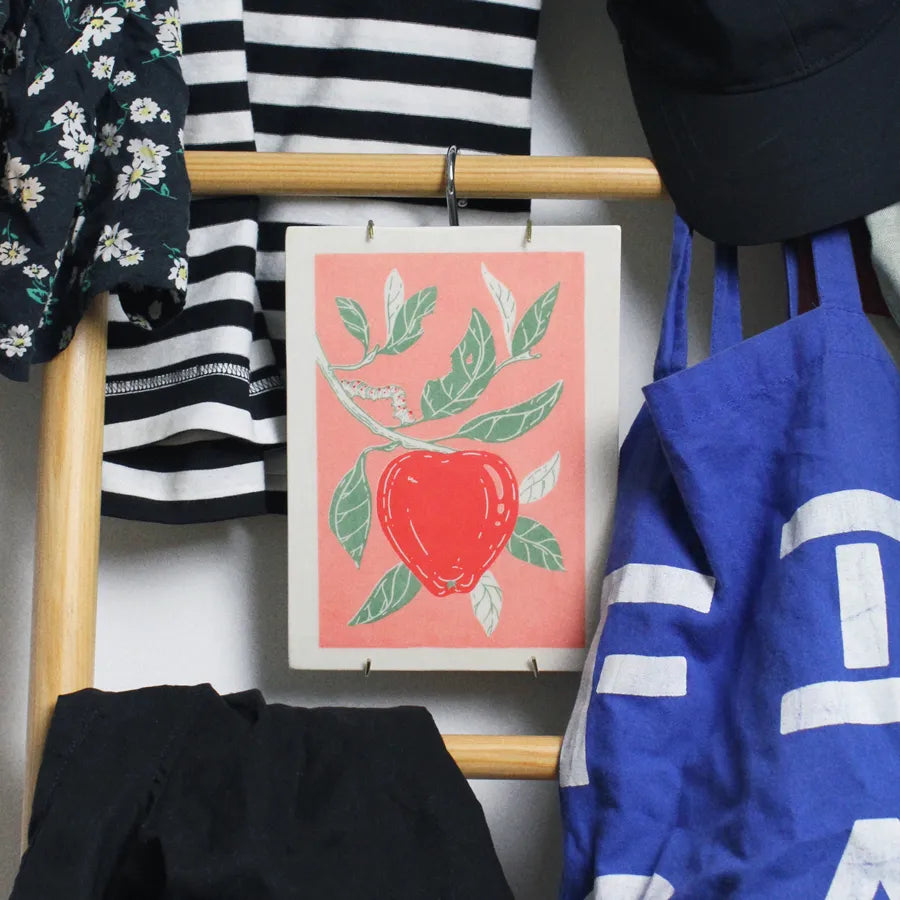 screen printed tile with engobes. Limited edition. Illustration by carolina maria