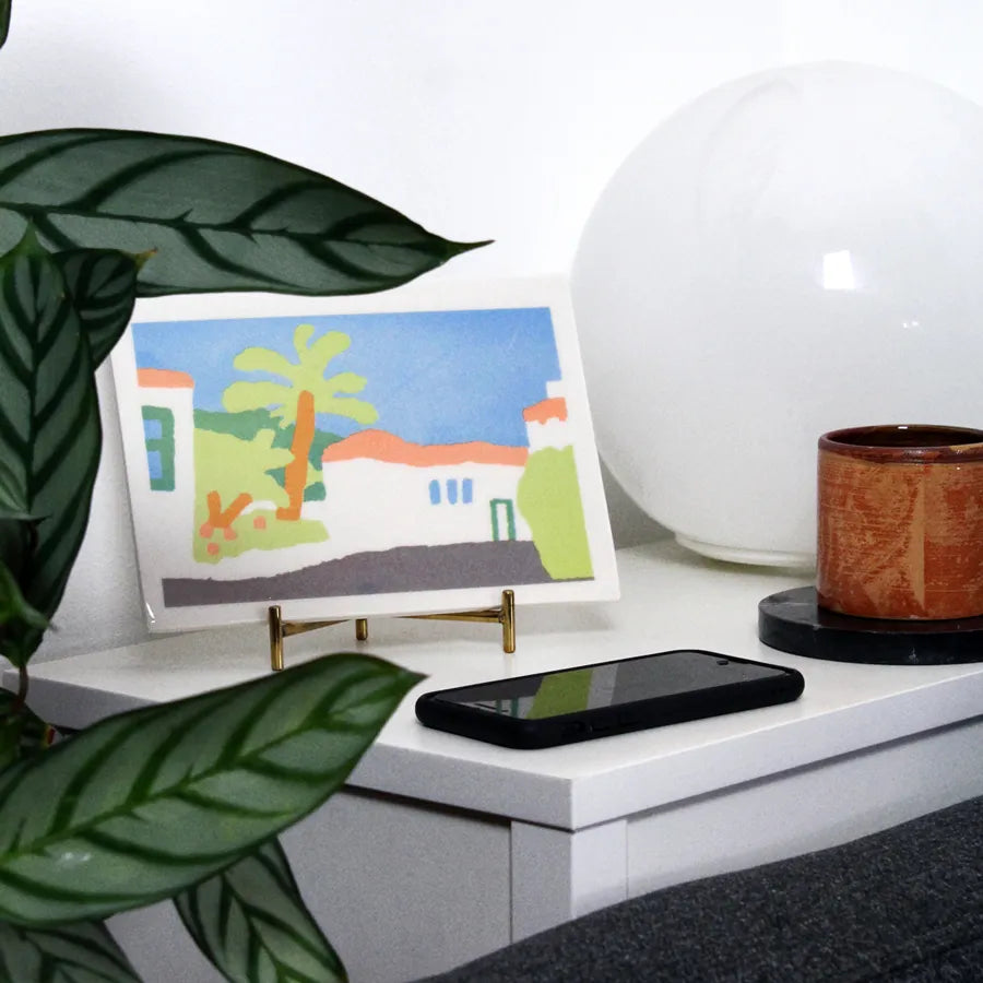 screen printed tile with ceramics inks. Limited edition. Illustration by Laura Coutinho