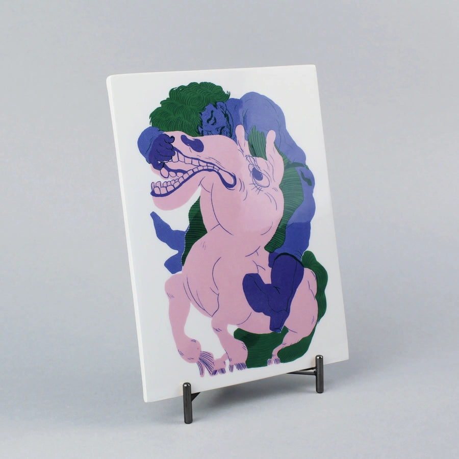 screen printed tile with ceramics inks. Limited edition. Illustration by João Barroqueiro