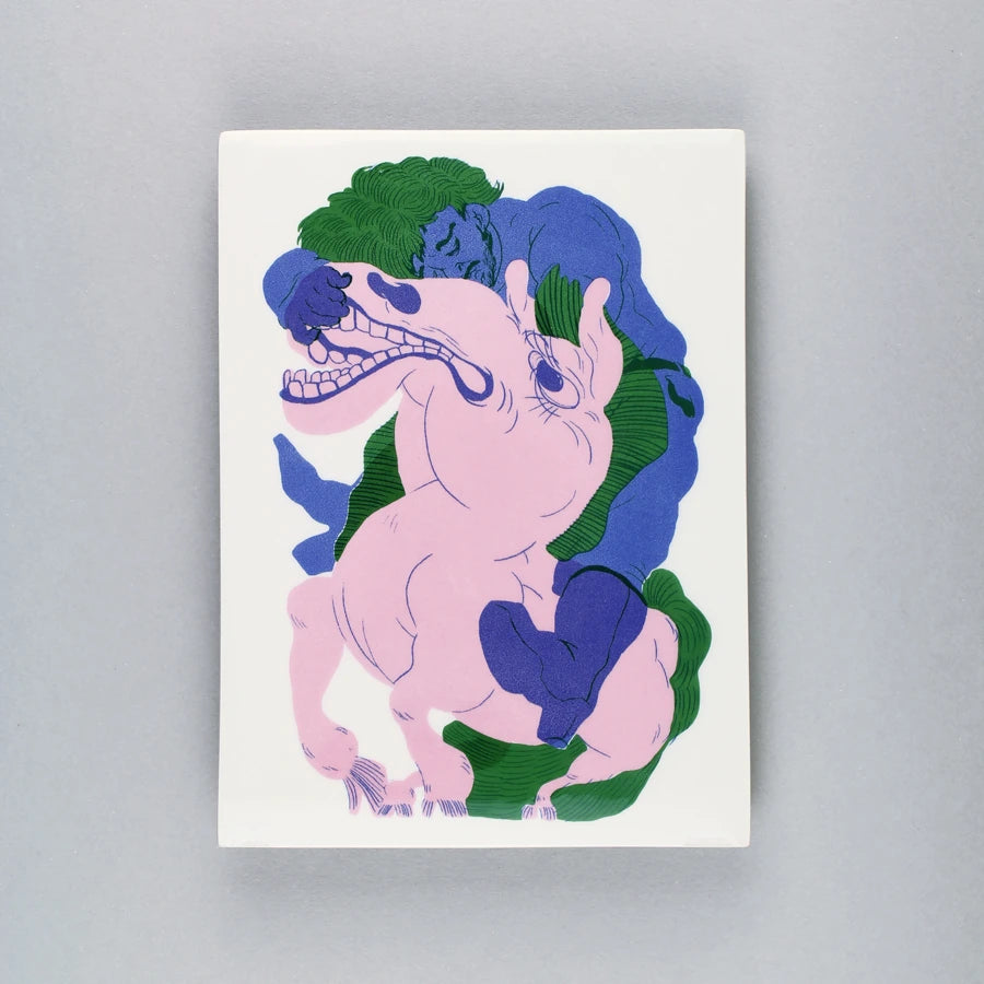 screen printed tile with ceramics inks. Limited edition. Illustration by João Barroqueiro